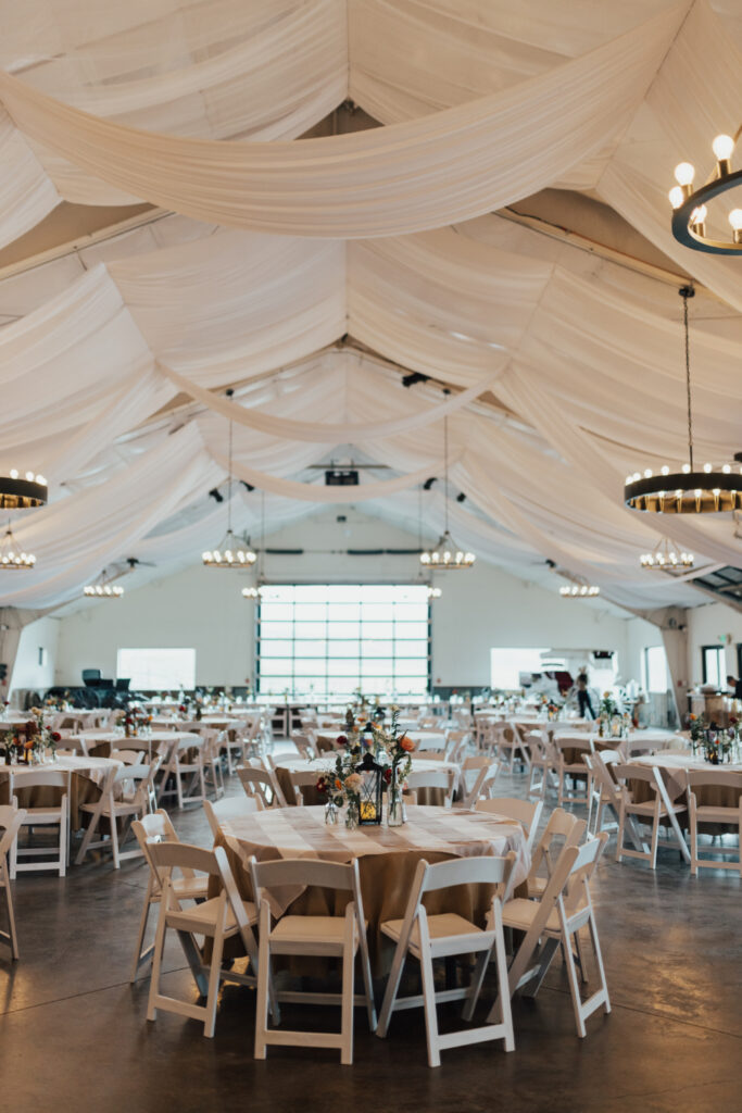 Elegant reception space set for guests as part of a New England wedding weekend itinerary.
